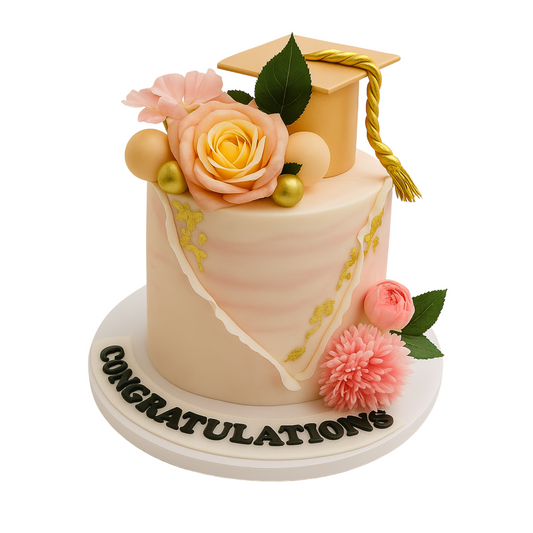 Blush Bloom Graduation Cake