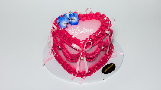 Romantic Pink Heart Cake